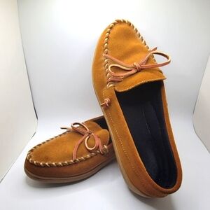 Hush Puppies Moccasin Shoe Slippers Tan Leather 9M
